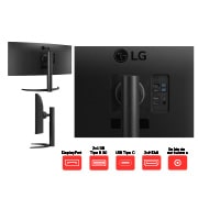 side view of the monitor moving downwards for height adjustment